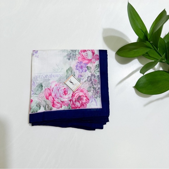 Yves Saint Laurent Accessories - YSL Yves Saint Laurent Floral Handkerchief Scarf